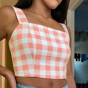Forever 21 Cropped Gingham Tank Top